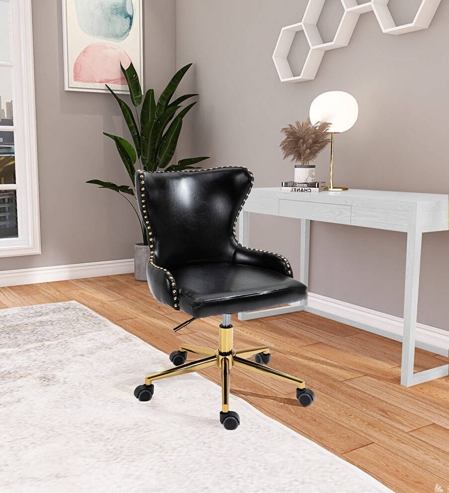 Faux leather office chair w/ golden base by Meridian