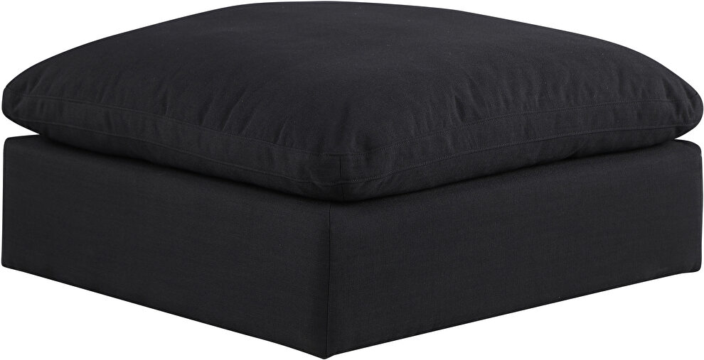 Black linen fabric comfy modular ottoman by Meridian
