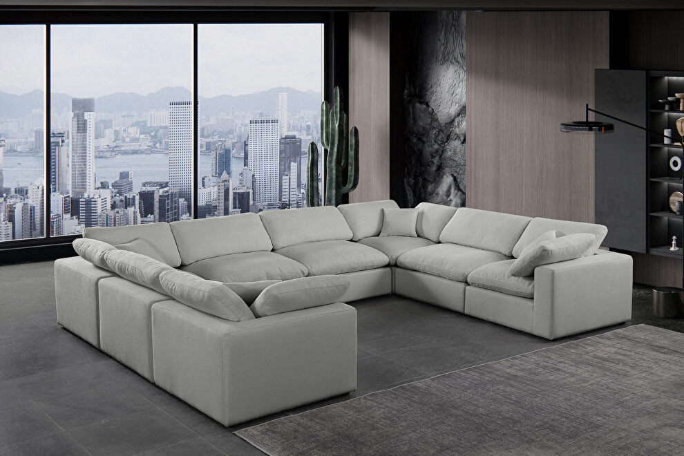 8pcs gray linen fabric comfy modular sectional sofa by Meridian