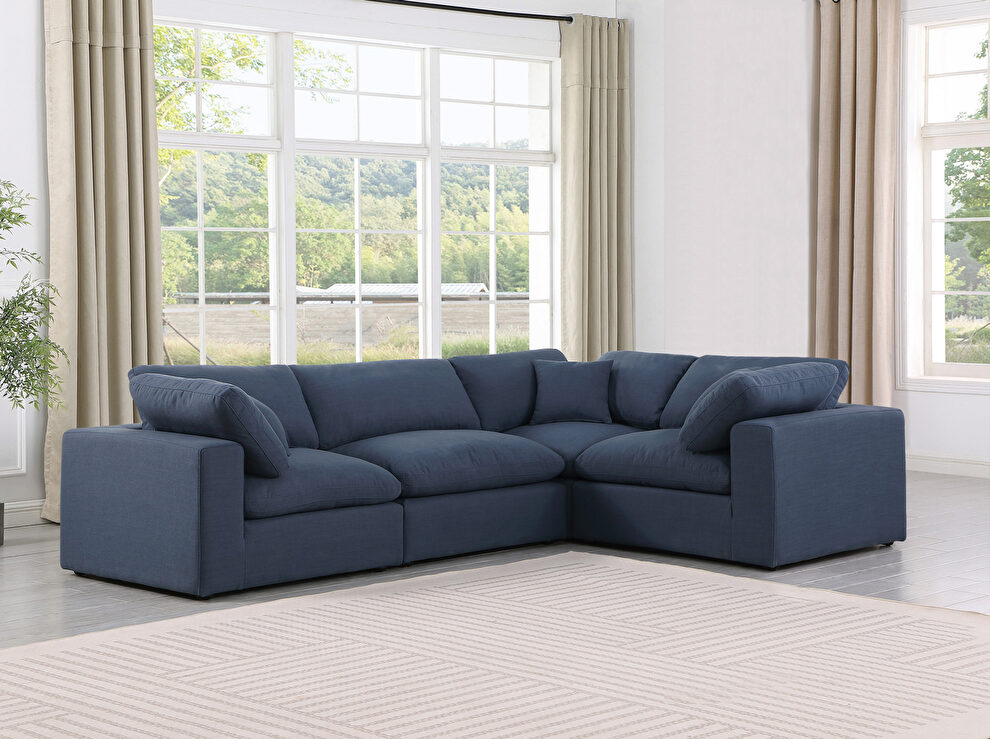 4pcs 119-inch navy linen fabric comfy modular sectional sofa by Meridian