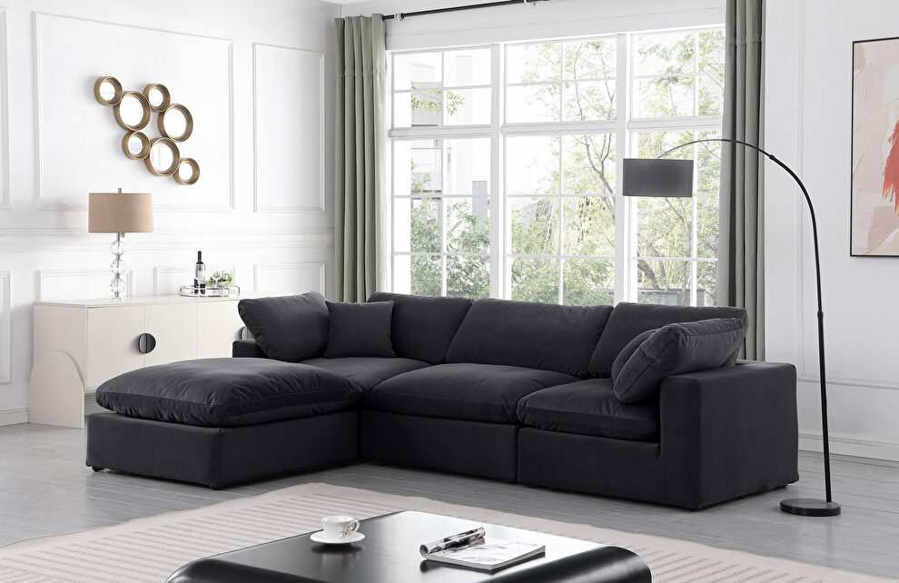 Modern 4pcs velvet fabric modular sectional by Meridian