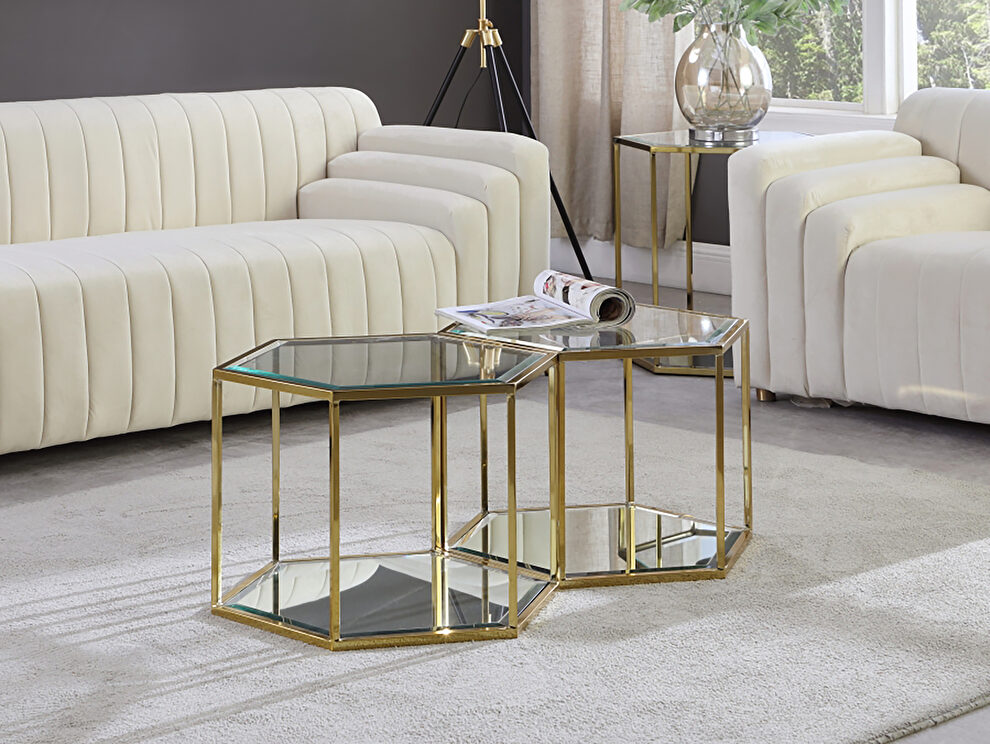 2pcs coffee table set in hexagon shape by Meridian