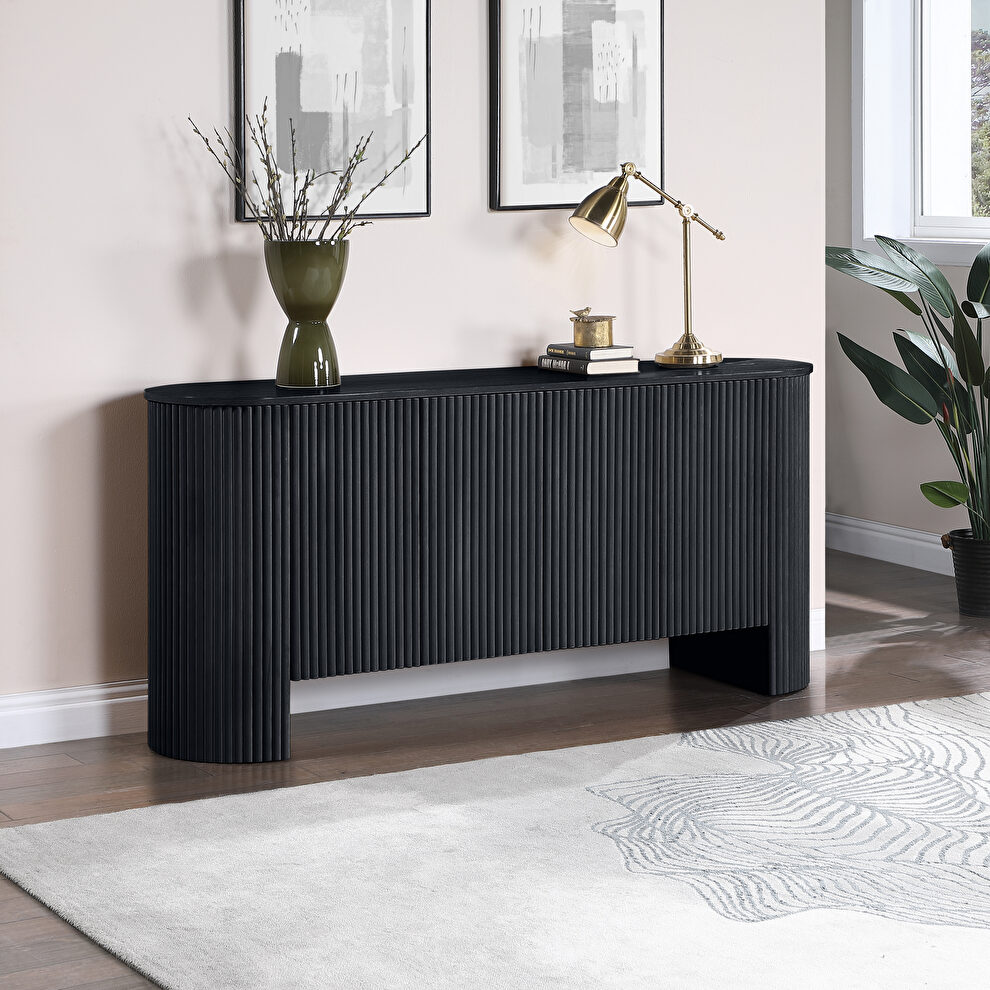 Fluted detail art-deco style black sideboard / buffet by Meridian