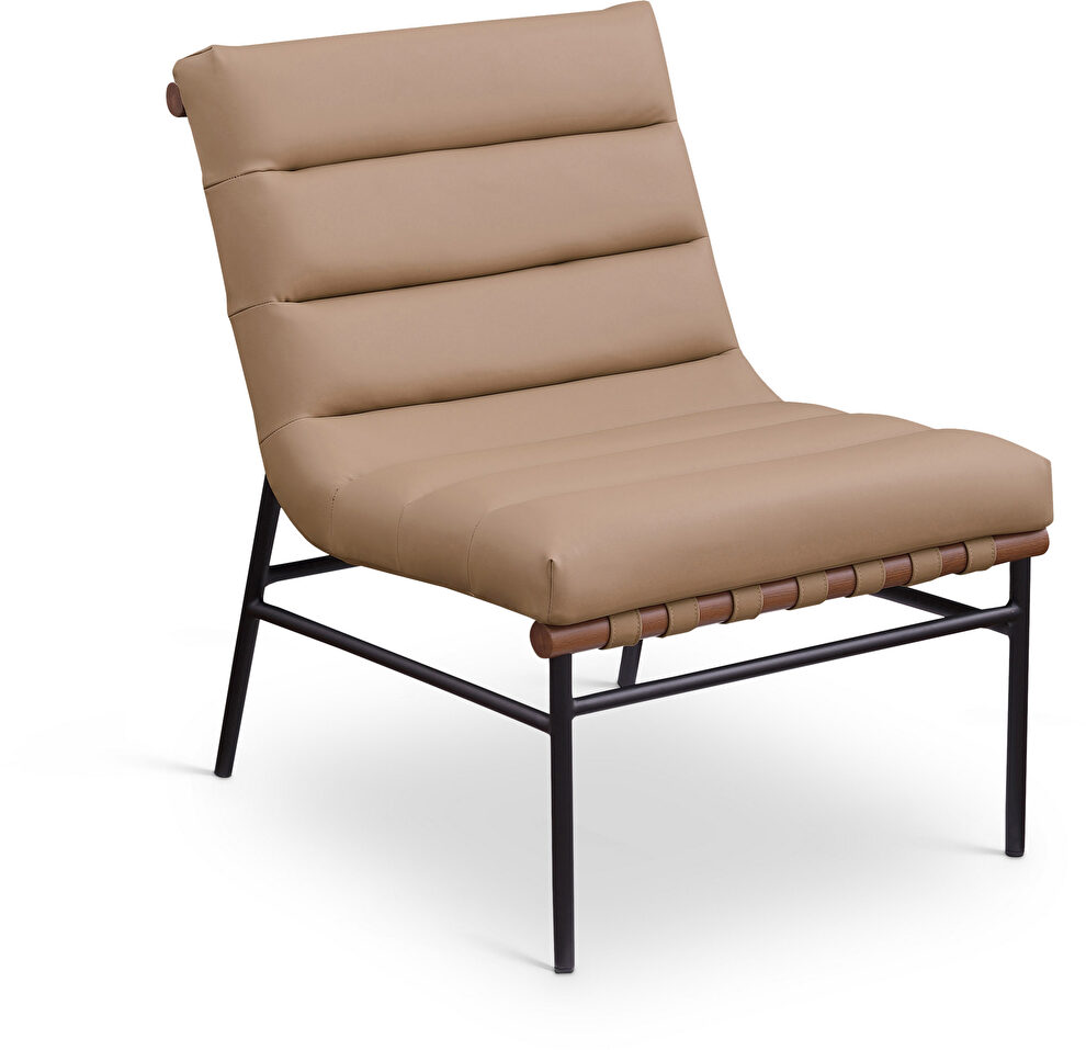 Accent chair in tan vegan leather by Meridian