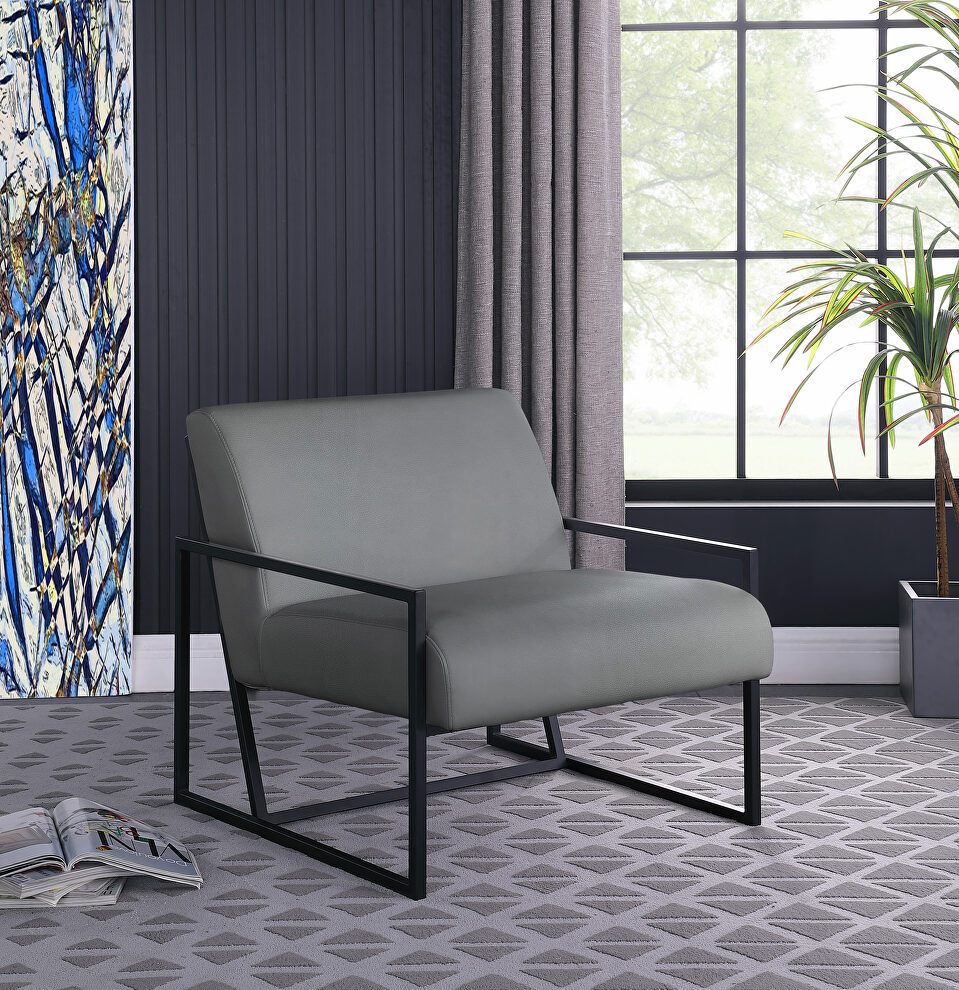 Contemporary accent chair in industrial style by Meridian