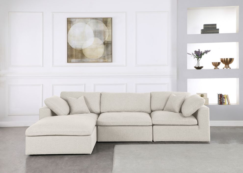 Modular design 4pcs sectional sofa in cream fabric by Meridian