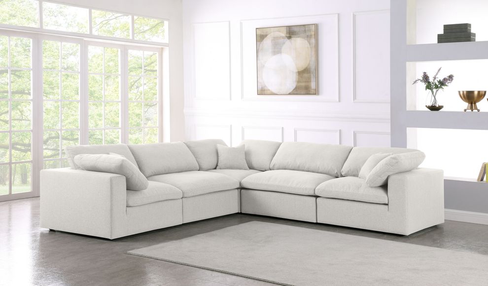 Modular design 5pcs sectional sofa in cream fabric by Meridian