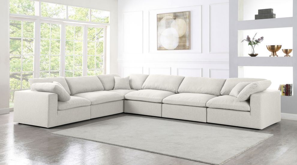 Modular design 6pcs sectional sofa in cream fabric by Meridian