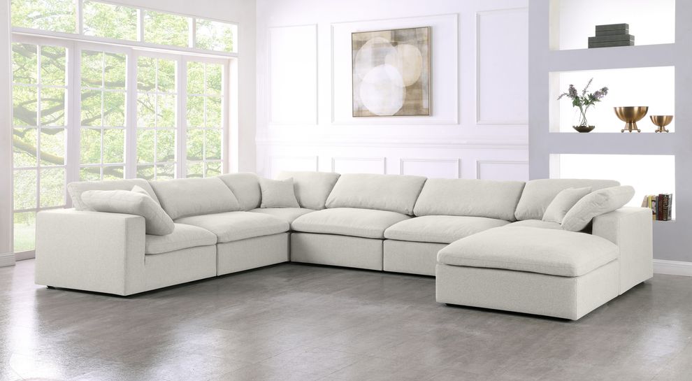 Modular design 7pcs sectional sofa in cream fabric by Meridian