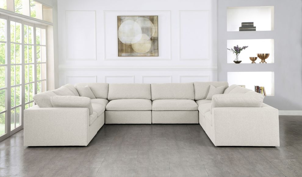 Modular design 8pcs sectional sofa in cream fabric by Meridian