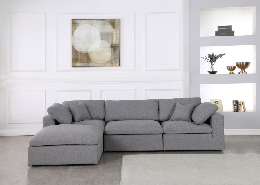 Modular design 4pcs sectional sofa in gray fabric by Meridian