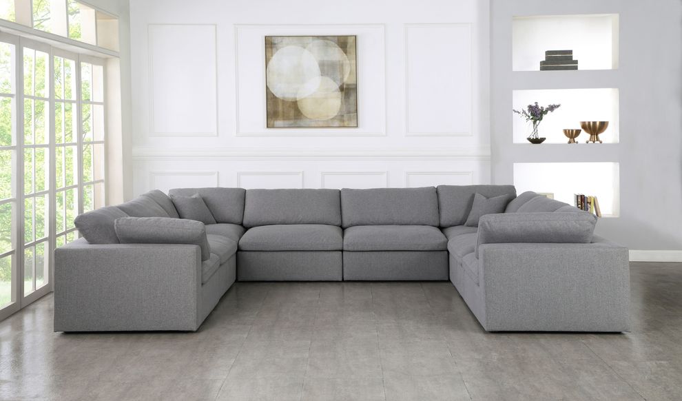 Modular design 8pcs sectional sofa in gray fabric by Meridian