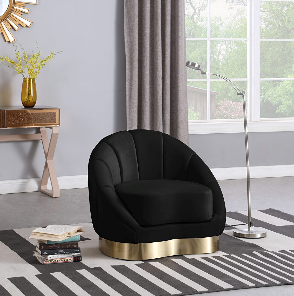 Curved elegant velvet contemporary chair by Meridian