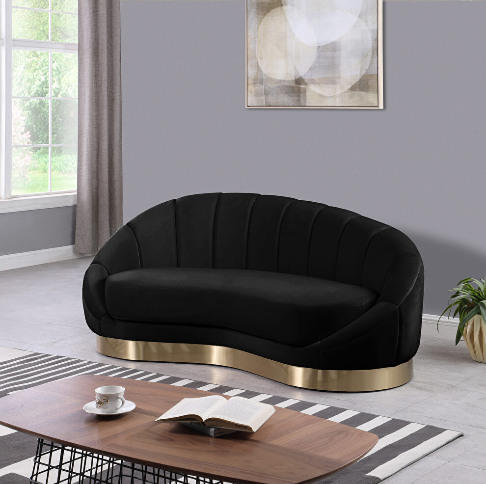 Curved elegant velvet contemporary chaise by Meridian