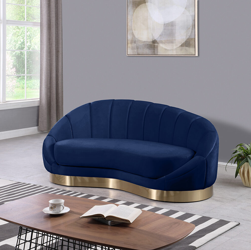 Curved elegant velvet contemporary chaise by Meridian