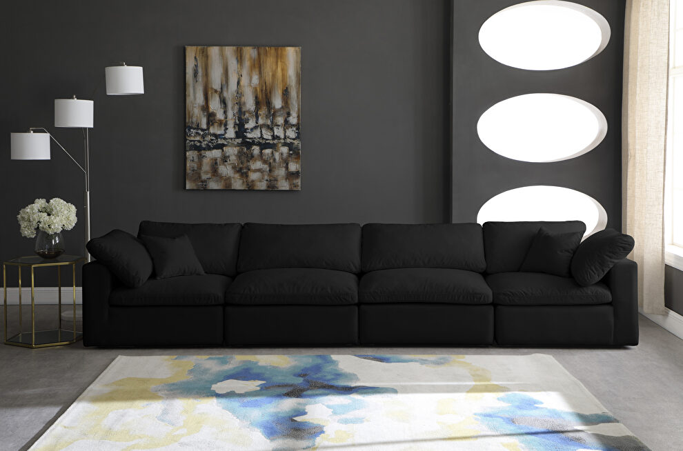 Modular 4pcs contemporary velvet couch by Meridian