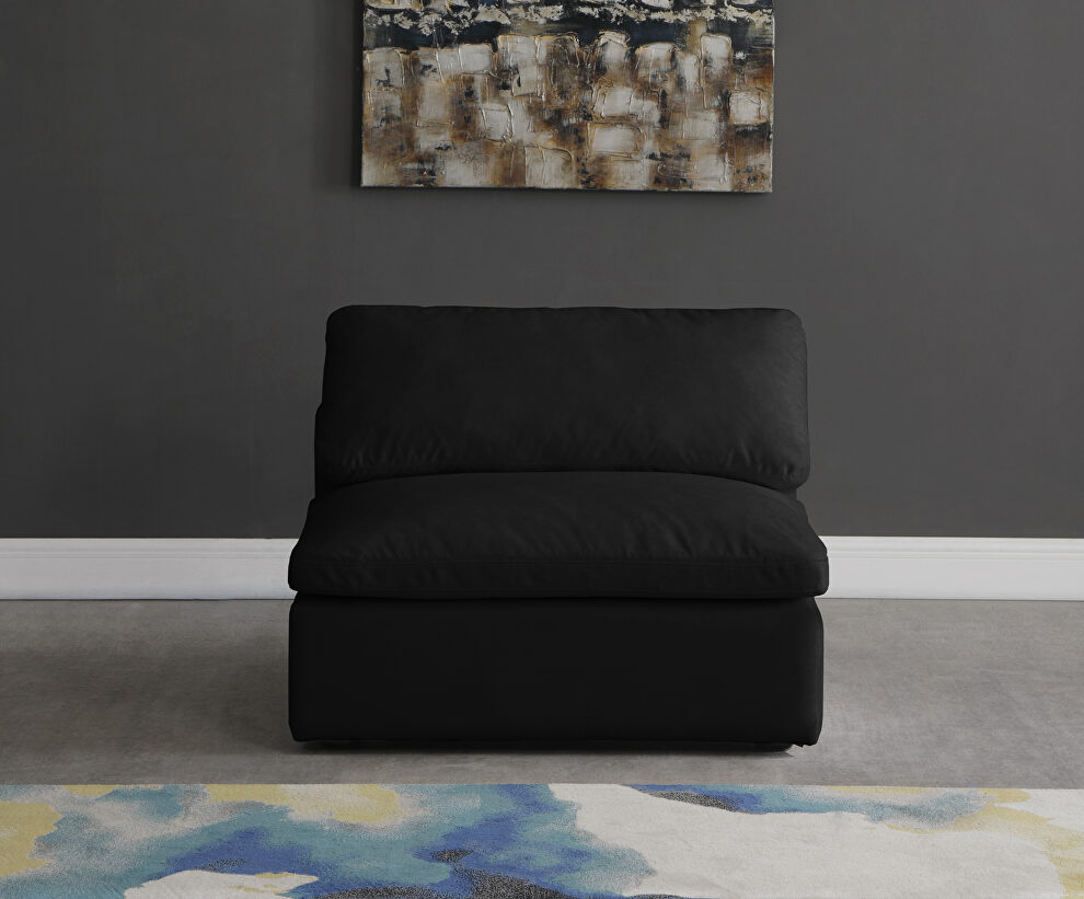 Modular armless chair in black velvet by Meridian