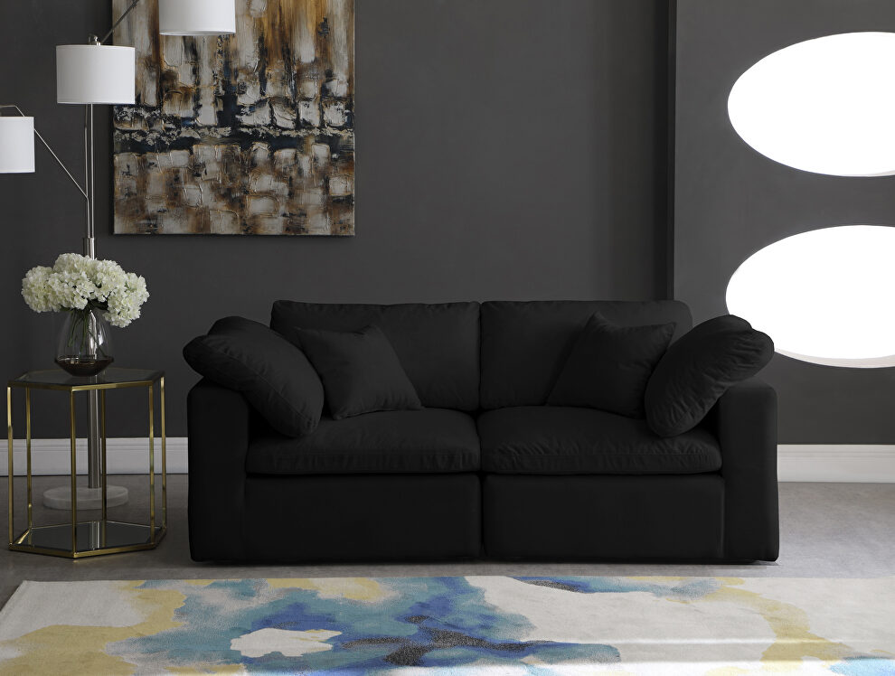 Modular 2pcs contemporary velvet couch by Meridian