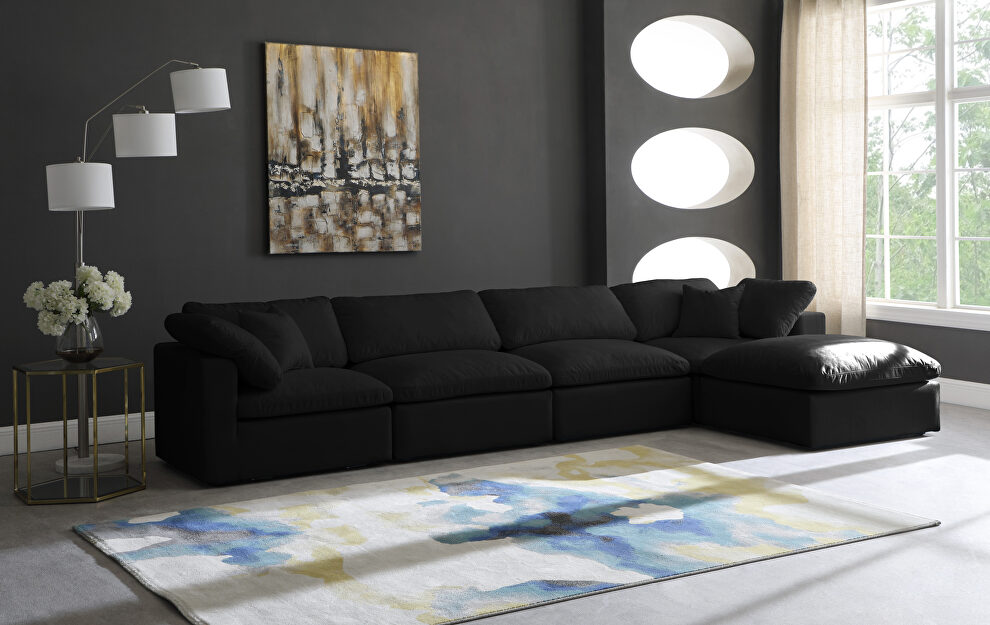Modular 5pcs contemporary velvet sectional by Meridian