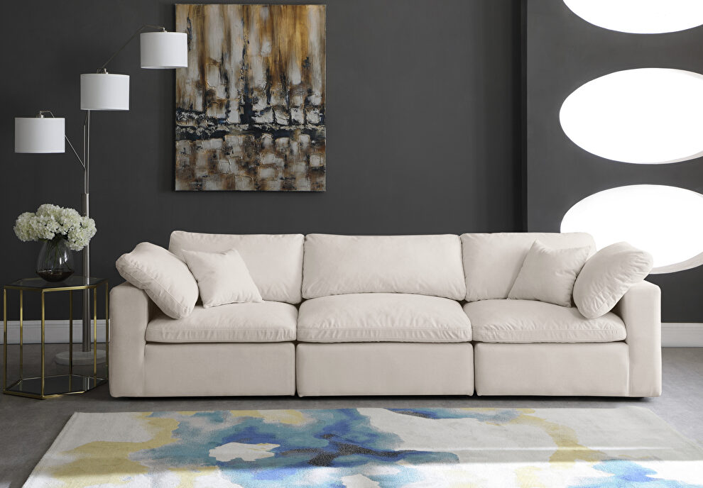 Modular 3pcs contemporary velvet couch by Meridian