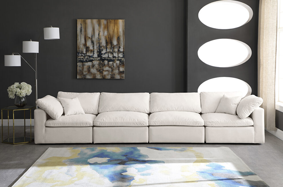 Modular 4pcs contemporary velvet couch by Meridian