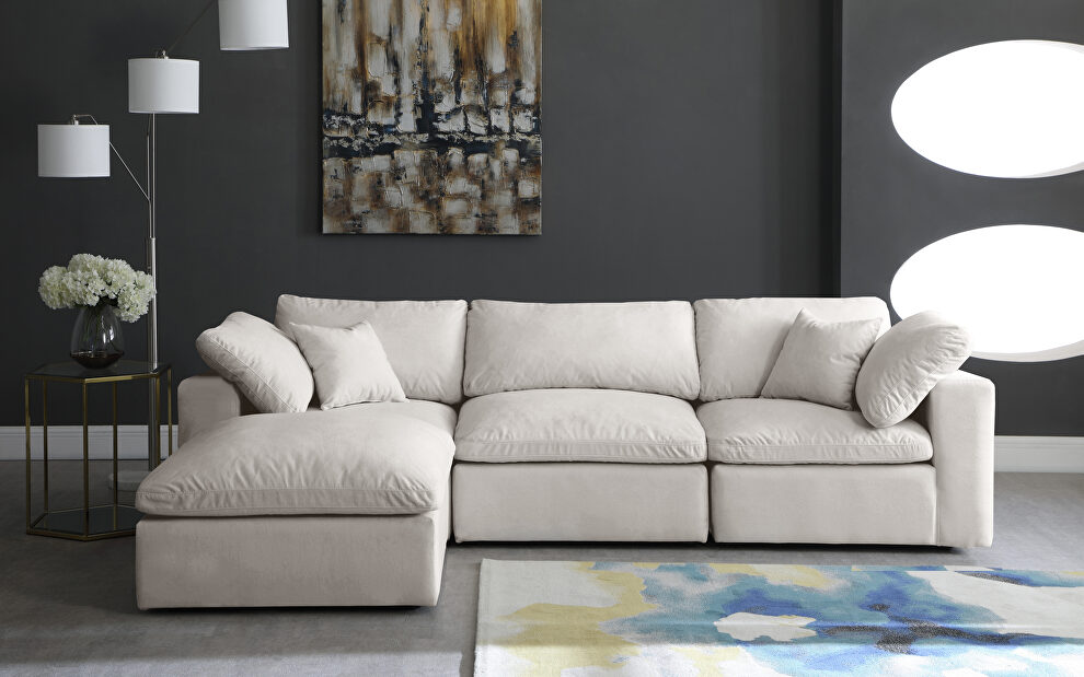Modular 4pcs contemporary velvet sectional by Meridian