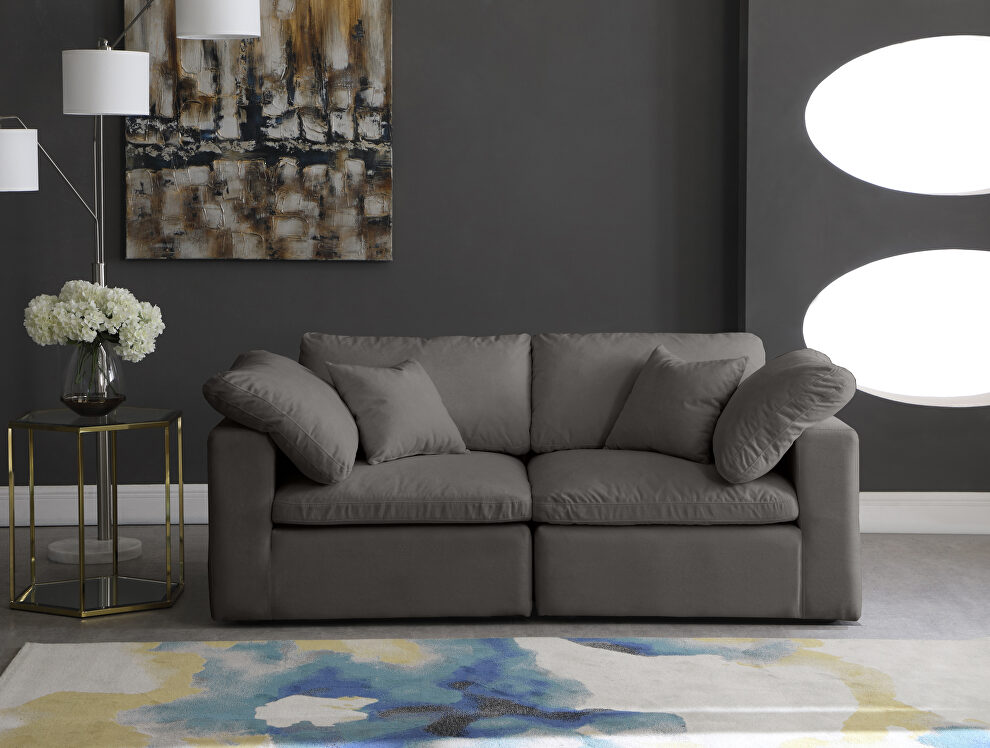 Modular 2pcs contemporary velvet couch by Meridian