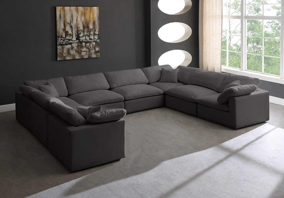 Modular 8pcs contemporary velvet sectional by Meridian