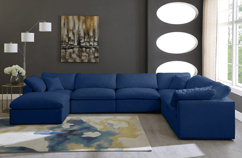 Modular 7pcs contemporary velvet sectional by Meridian