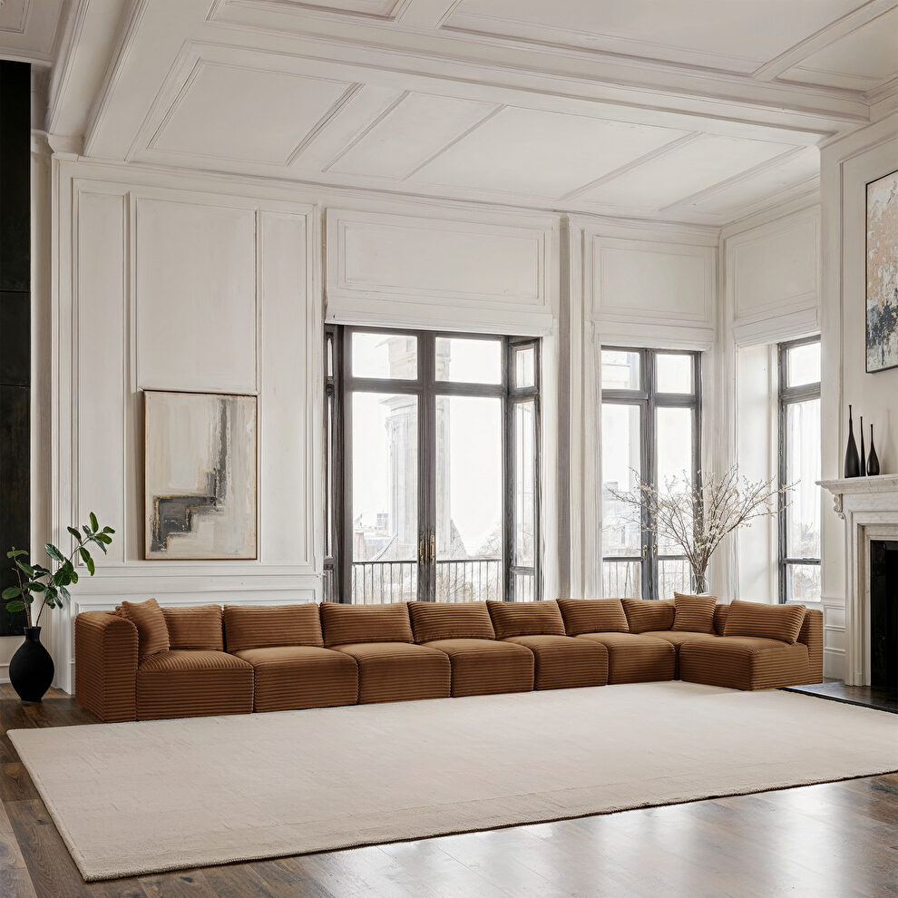 8pcs saddle corduroy fabric low-profile 233-inch modular sectional by Meridian