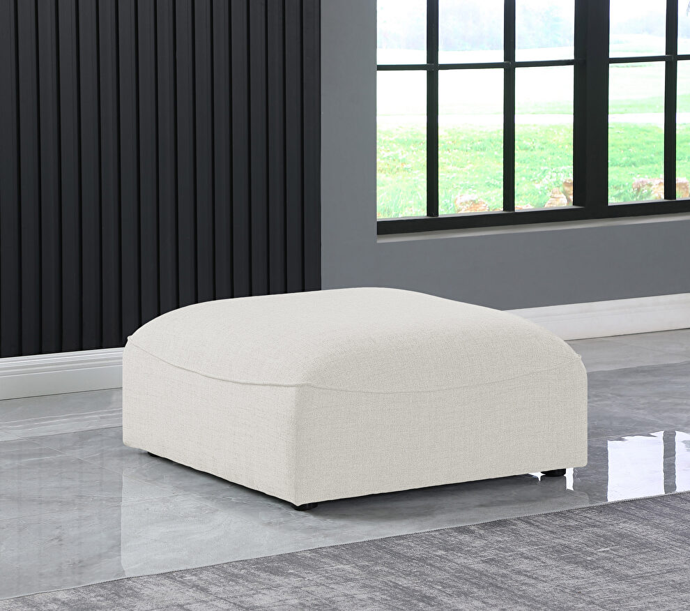 Modular style cream linen ottoman by Meridian