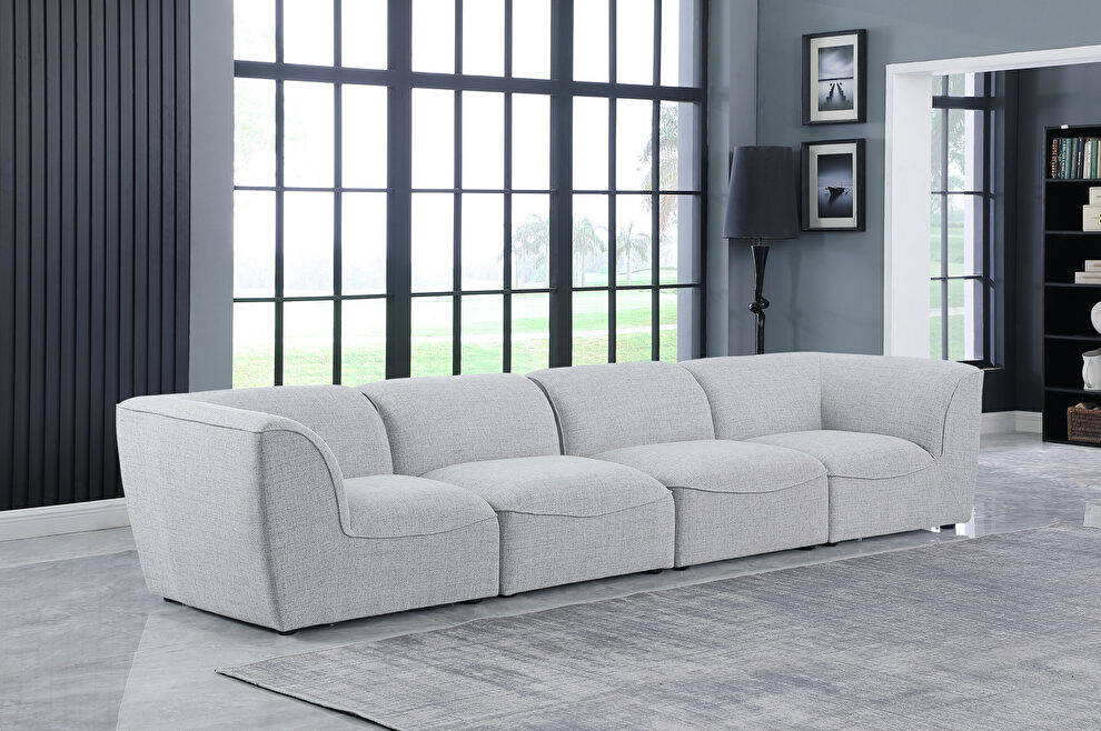 Modular style gray linen fabric 4pcs sofa by Meridian