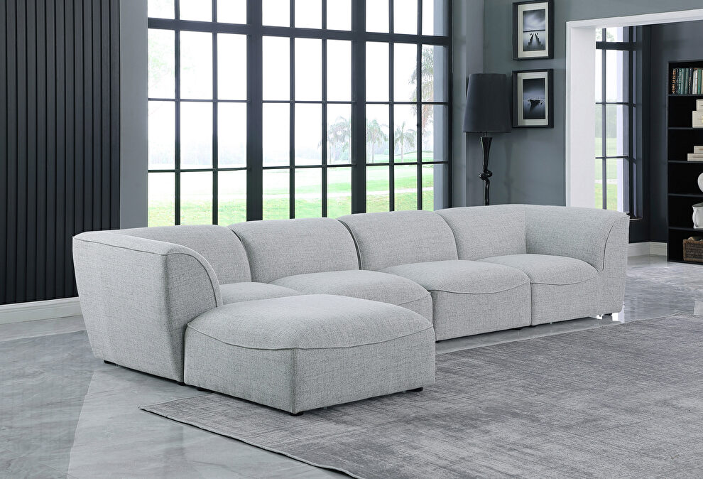 5pcs modular sectional in gray linen fabric by Meridian