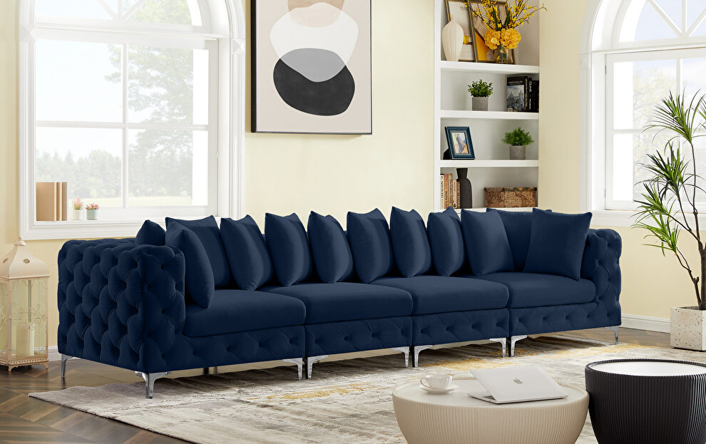 Modular style deep tufted velvet 4pcs sofa by Meridian
