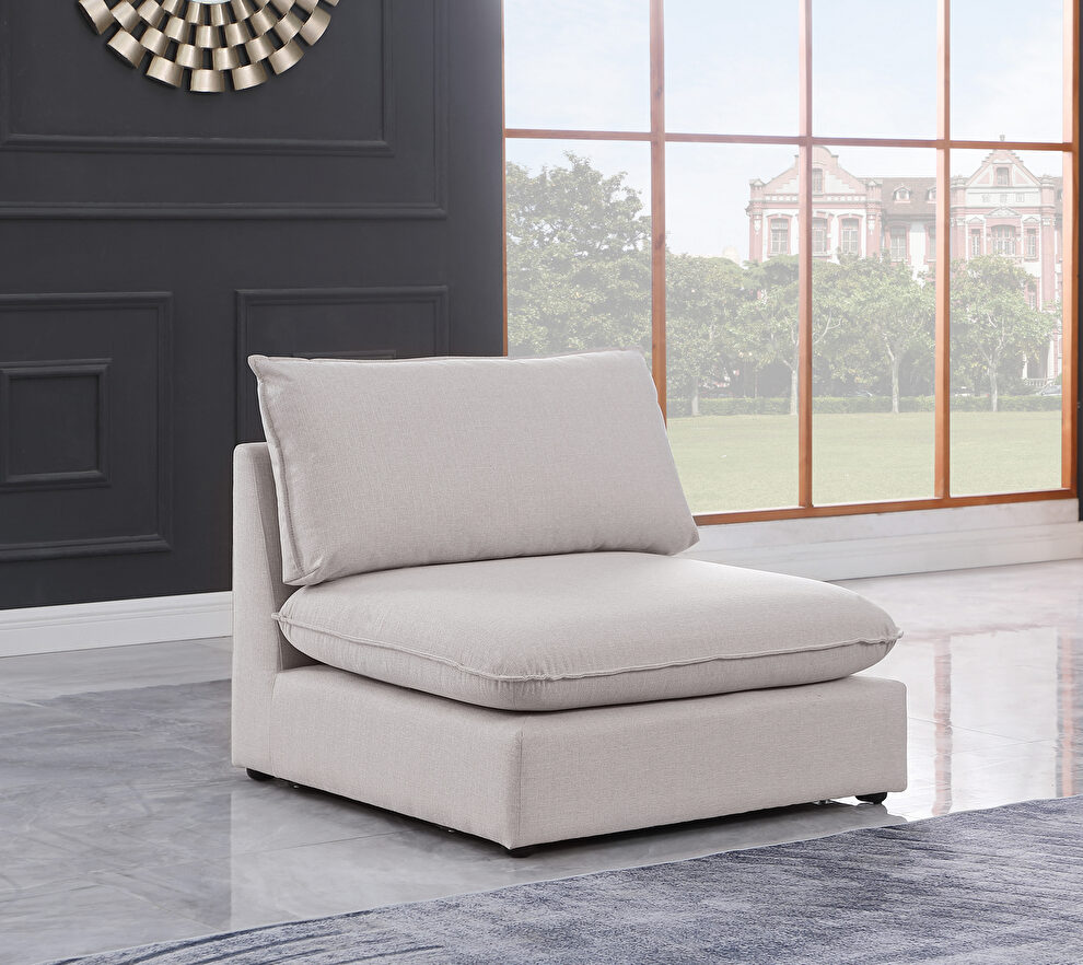 Linen textured comfy armless chair by Meridian