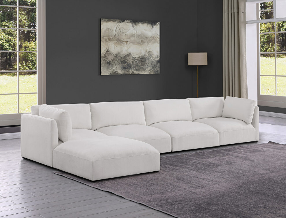 5pcs low profile modular sectional in cream velvet by Meridian