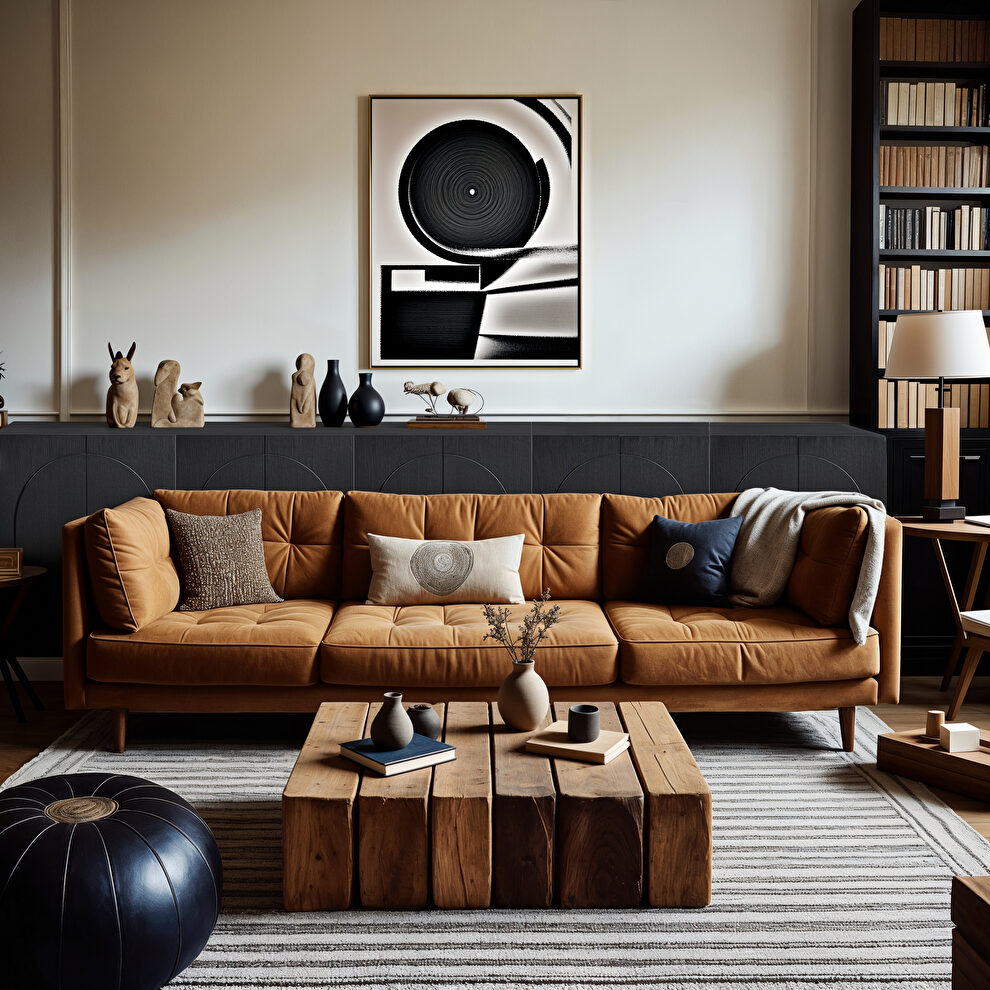 Art-deco style modular 5pcs sideboard / buffet in black by Meridian