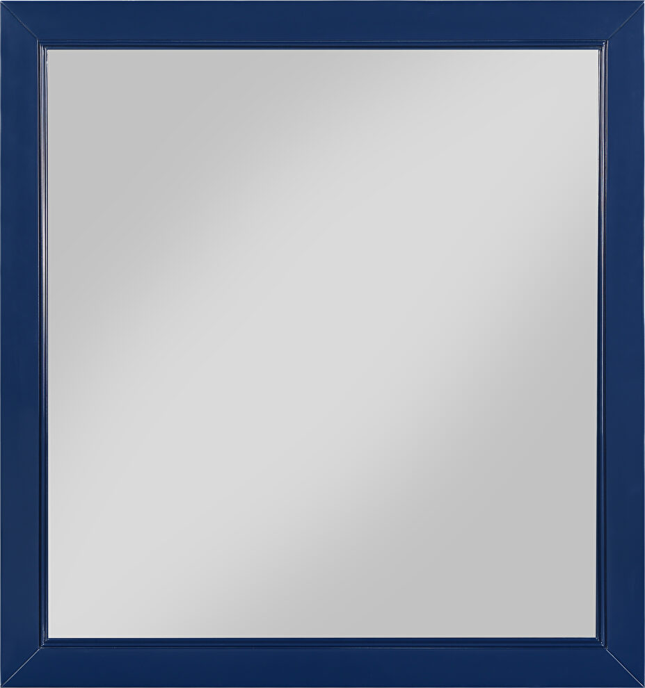 Navy blue mirror for model dresser by Meridian
