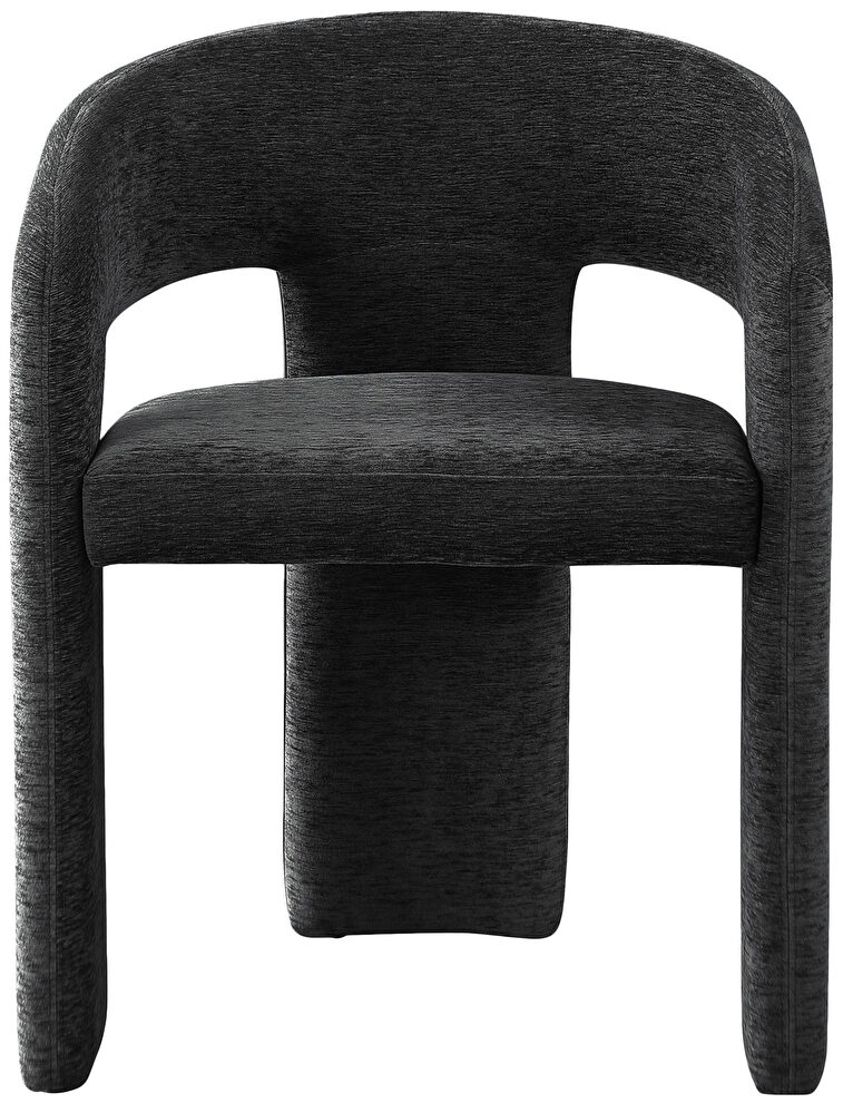 Contemporary soft black plush fabric dining chair by Meridian