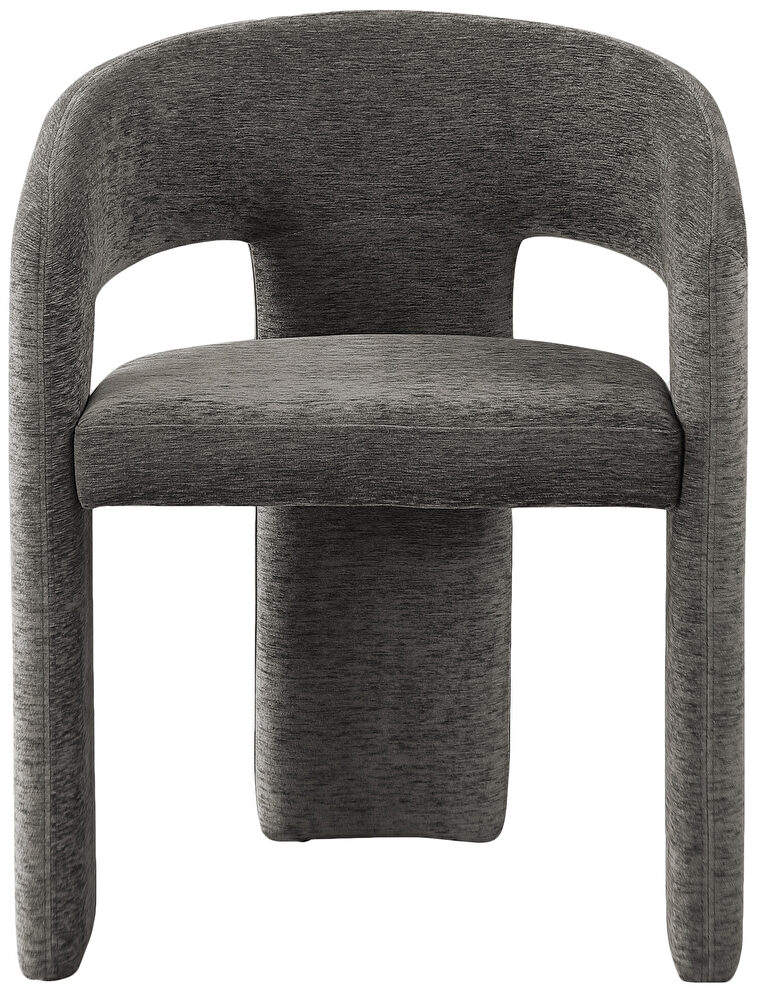 Contemporary soft gray plush fabric dining chair by Meridian