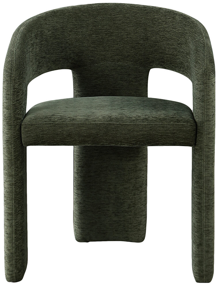 Contemporary soft green plush fabric dining chair by Meridian