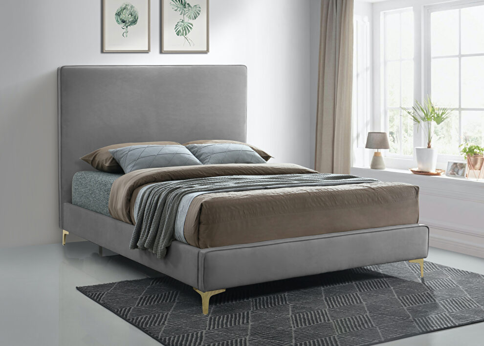 Velvet fabric casual design stand-alone bed by Meridian