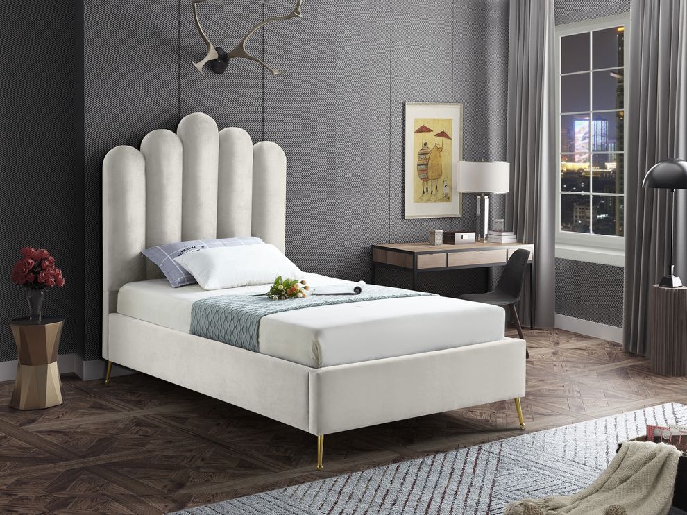 Velvet contemporary floral design twin bed by Meridian