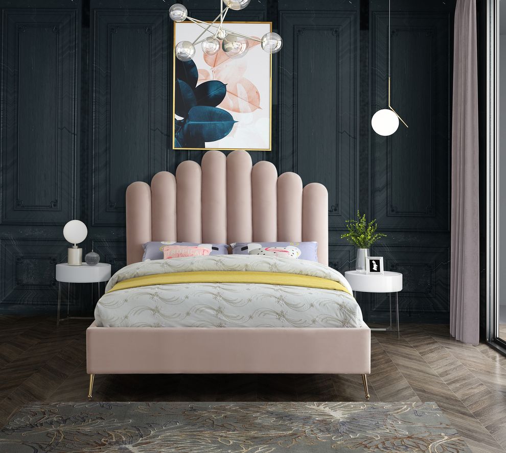 Velvet contemporary floral design king bed by Meridian
