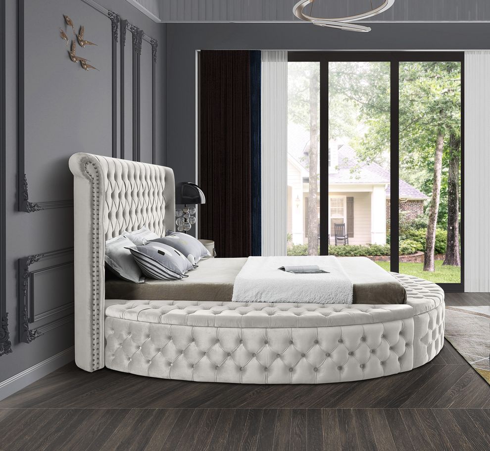 Exclusive round tufted platform full bed w/ storage by Meridian