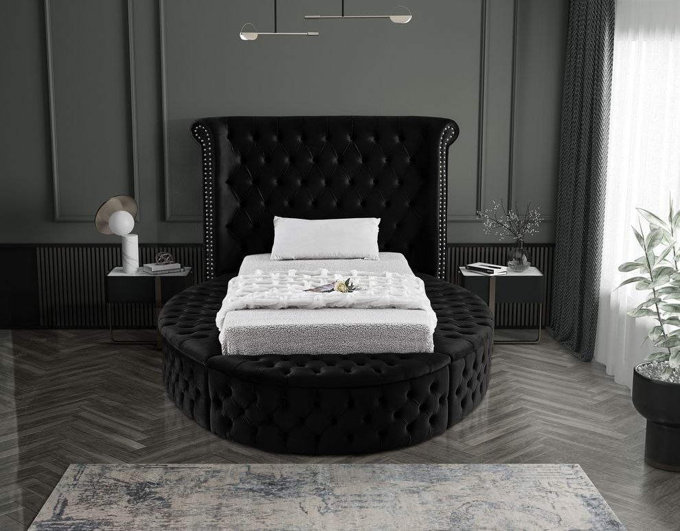 Exclusive round tufted platform twin bed w/ storage by Meridian