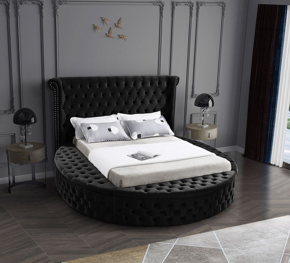 Exclusive round tufted platform bed w/ storage by Meridian