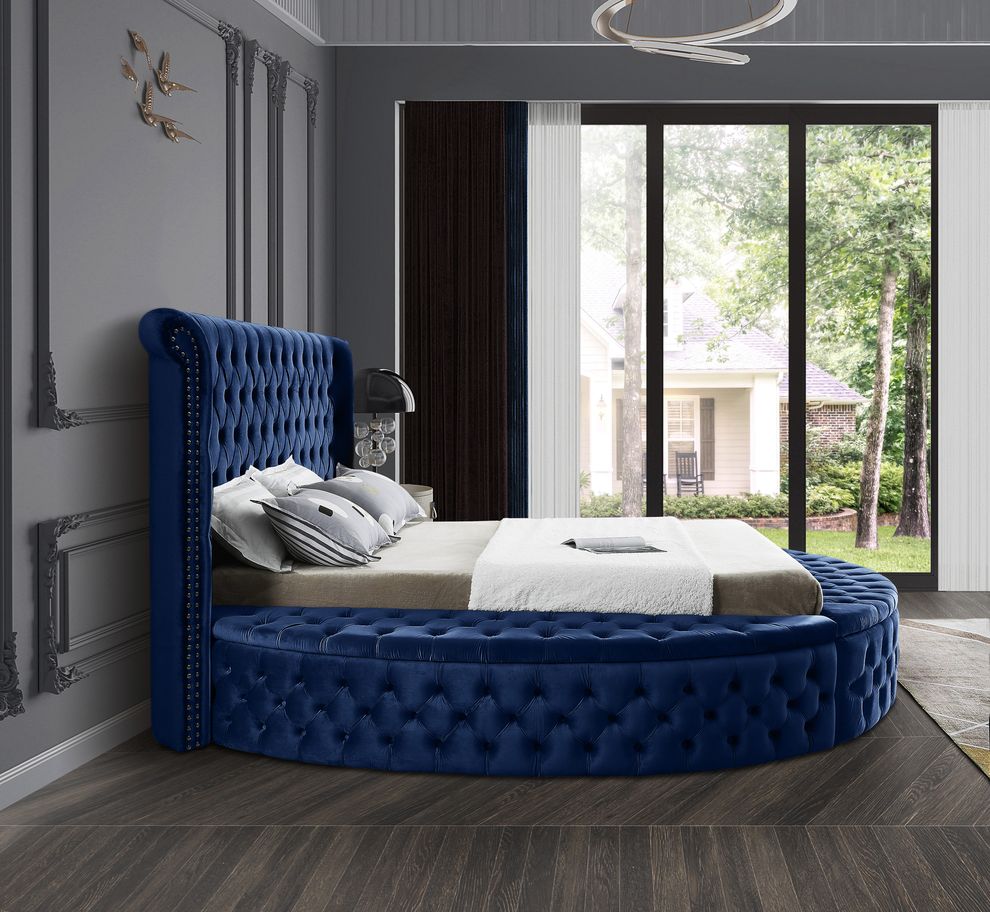 Exclusive round tufted platform full bed w/ storage by Meridian