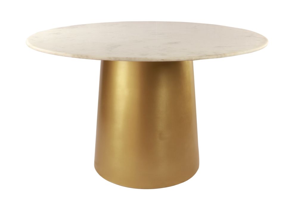 Brushed gold round dining table by Meridian