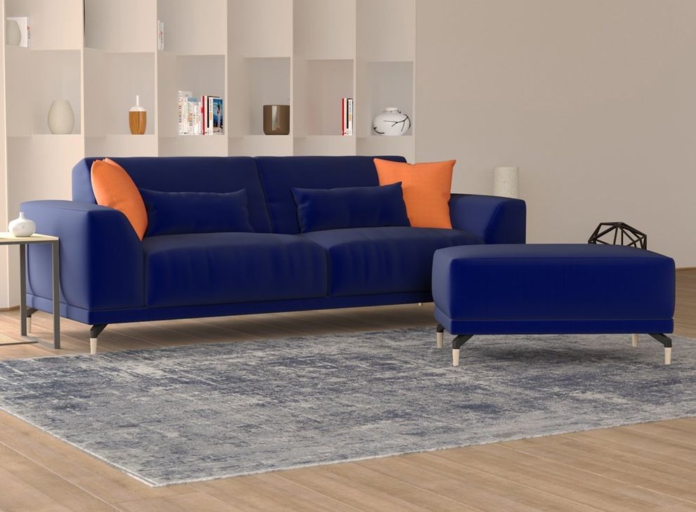 Ultra-modern low-profile EU-made sofa in blue by Meble